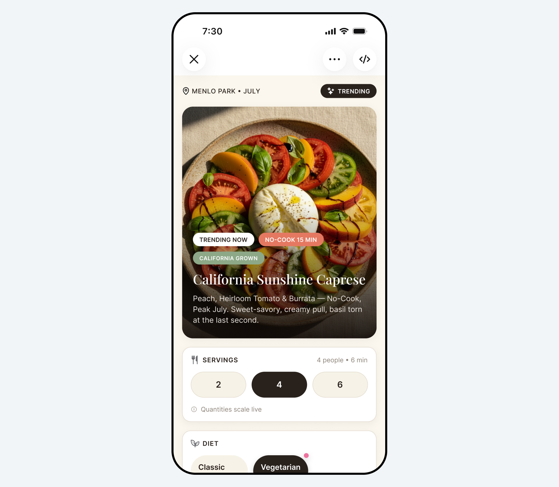 Meta AI 官方日程与兴趣摘要界面截图